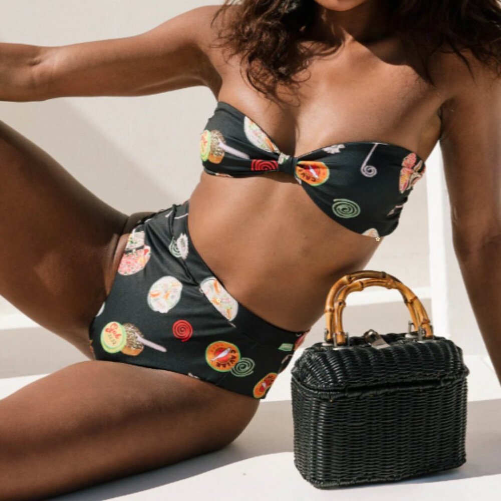 Brooke SWIM (top and bottom 2 pcs) Lisa Says Gah - Caviar Dreams Black - SMALL - Picture 3 of 4